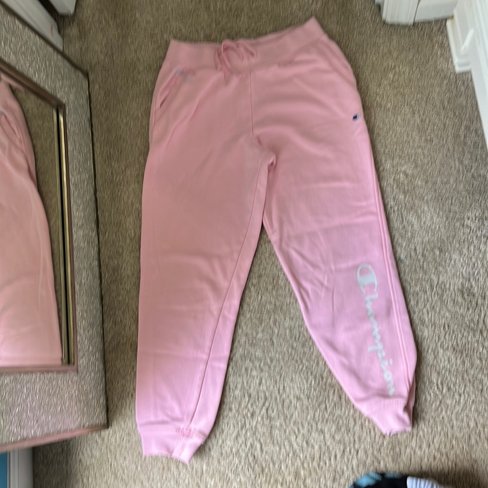 light pink champion sweat pants (kids xl)